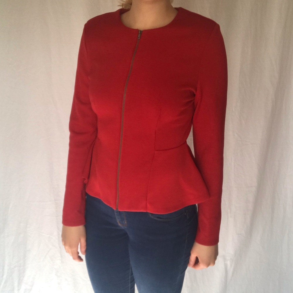 Red peplum jacket